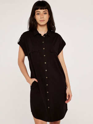 Apricot Slvless Shirt Dress Black XS