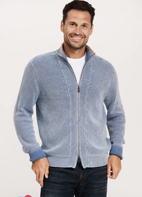 Tyler Boe Slate Blue Full Zipper Sweater L