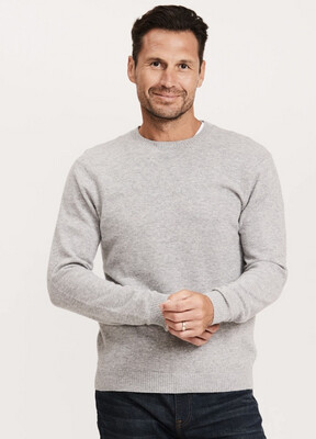 Tyler Crew Neck Mens Cashmere Sweater Silver L