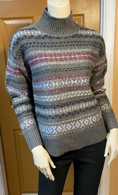OST Fair Isle Rolled Neck Sweater Charcoal XS