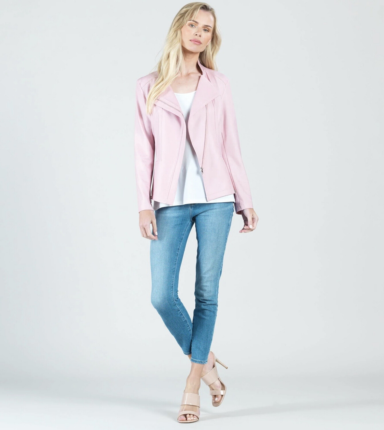 Clara Liquid Leather Jacket Pink M