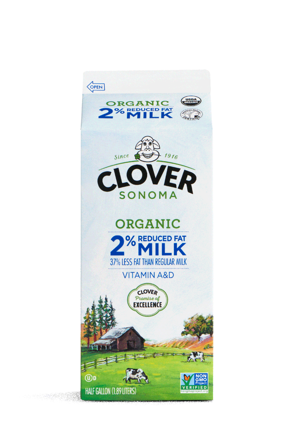Dairy / Milk / Clover Organic 2% Milk Half Gallon