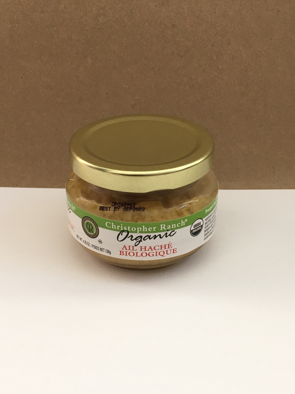 Produce / Vegetable / Organic Chopped Garlic, 4.25 oz jar