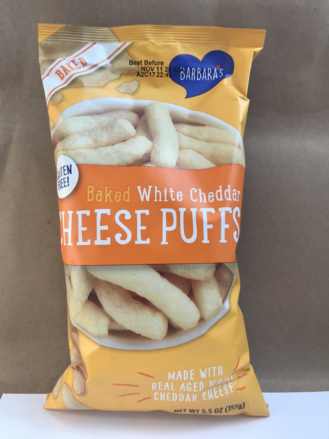 Chips / Big Bag / Barbara's Cheese Puffs Baked White Cheddar, 5.5 oz