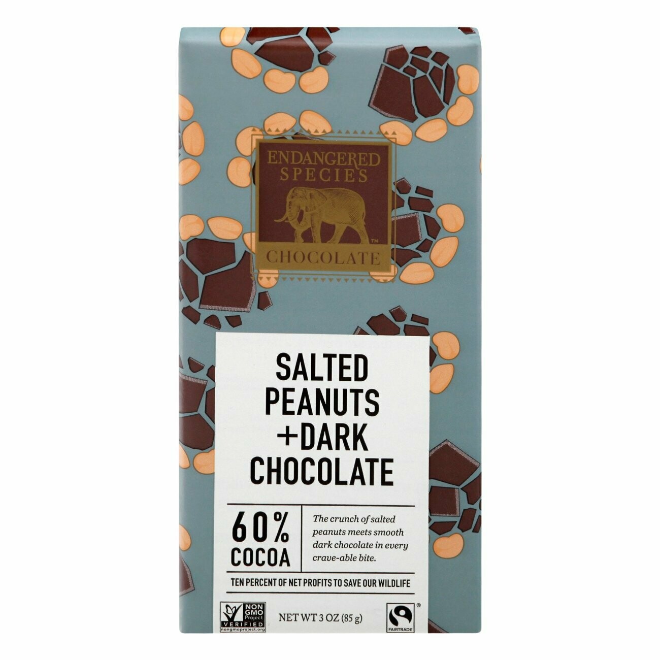 Candy / Chocolate / Endangered Species Bar Dark Chocolate with Salted Peanuts