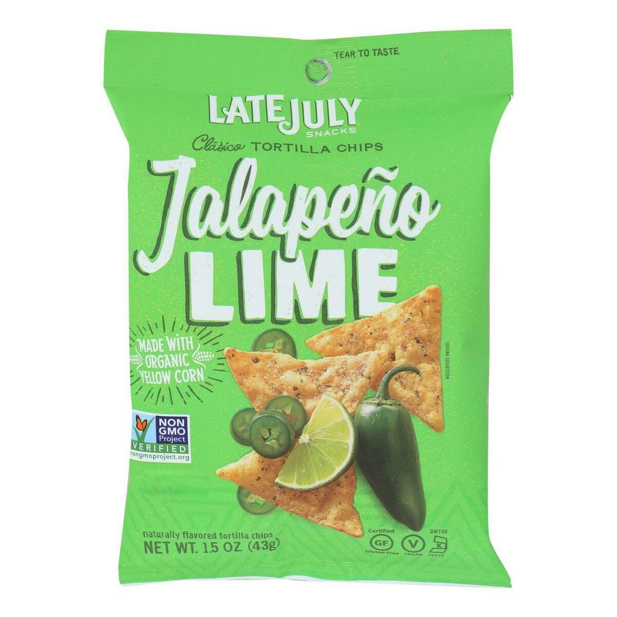Chips / Small Bag / Late July Jalapeno Lime Corn Chips, 1.5 oz.
