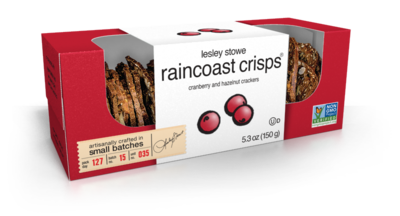 Grocery / Crackers / Lesley Stowe Raincoast Crisps, Cranberry Hazelnut
