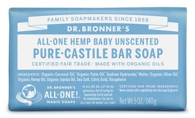 Health and Beauty / Soap / Dr. Bronner Bar Unscented, 5 oz