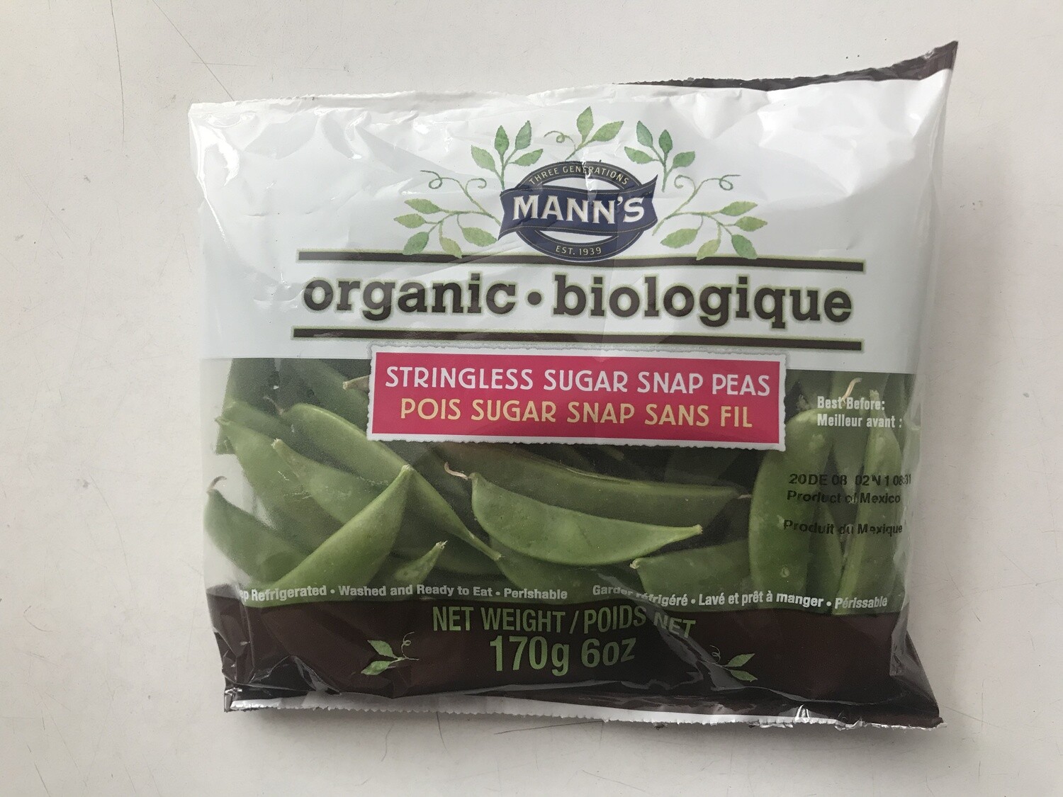 Produce / Vegetable / Organic Sugar Snap Peas, 8 oz