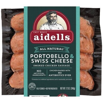 Deli / Meat / Aidells Portabello and Swiss Cheese Sausage, 12 oz