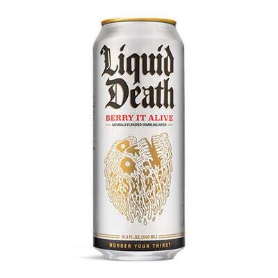 Beverage / Water / Liquid Death, Berry It Alive, Sparkling Water, 16.9 oz