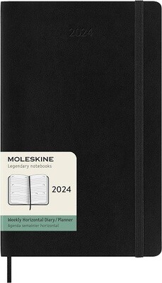 2024 Moleskine Large Weekly Horizontal Diary Black