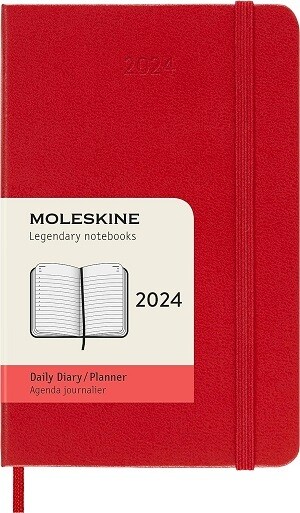 2024 Moleskine Pocket Daily Diary Scarlet Red