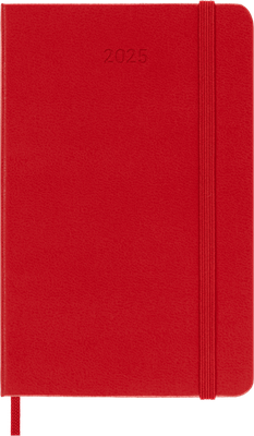 Moleskine 2025 12-Month Daily Pocket Hardcover Notebook: Scarlet Red