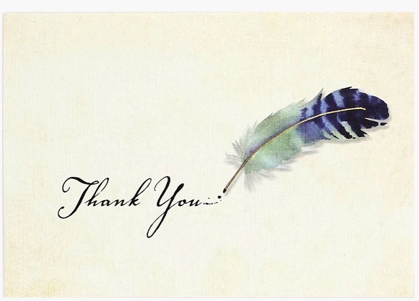 Watercolour Quill Thank You Notes