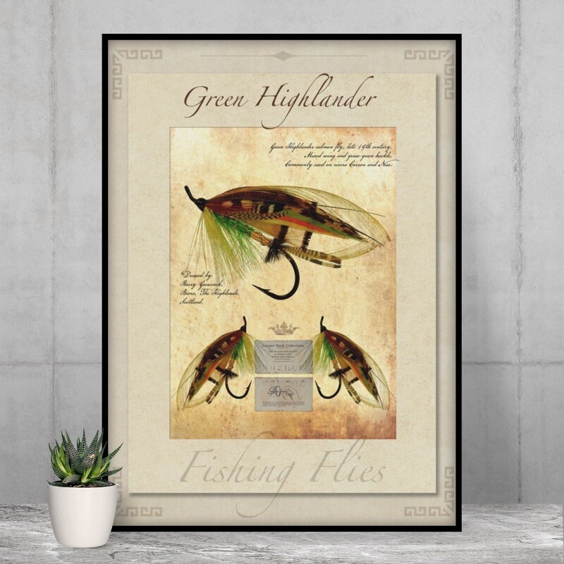 Green Highlander Salmon Fly - High Quality Vintage-Style Print