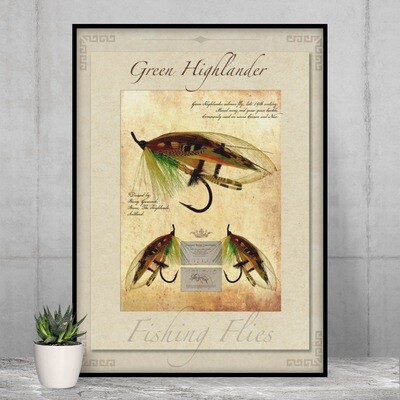 Green Highlander Salmon Fly - High Quality Vintage-Style Print