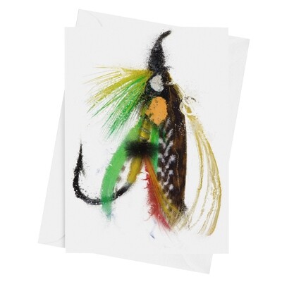 Green Highlander Fishing Fly - Luxury Art Greetings Card A5 (8.3&quot;x5.8&quot;) Version 1
