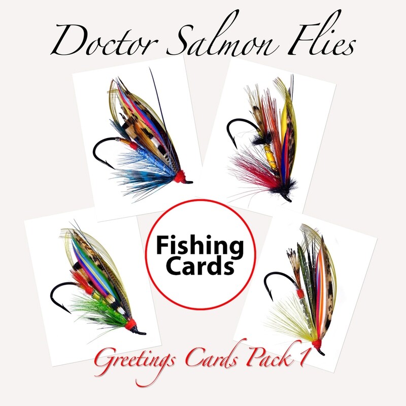 Doctor Fishing Fly Series - Luxury Fishing Art Greetings Cards A5 (8.3&quot;x5.8&quot;) 4 Pack