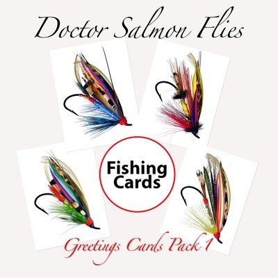 Doctor Fishing Fly Series - Luxury Fishing Art Greetings Cards A5 (8.3&quot;x5.8&quot;) 4 Pack