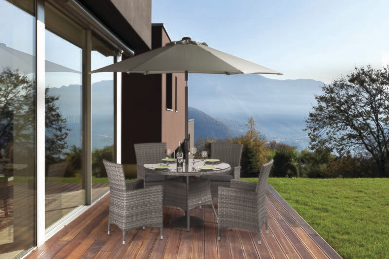 Barcelona 110cm Round 4 Seat Set with Parasol & Base Barcelona 110cm Round 4 Seat Set with Parasol & Base