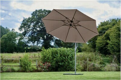 RIVIERA 3M FREE ARM PARASOL Duck Egg Blue with Grey Pole