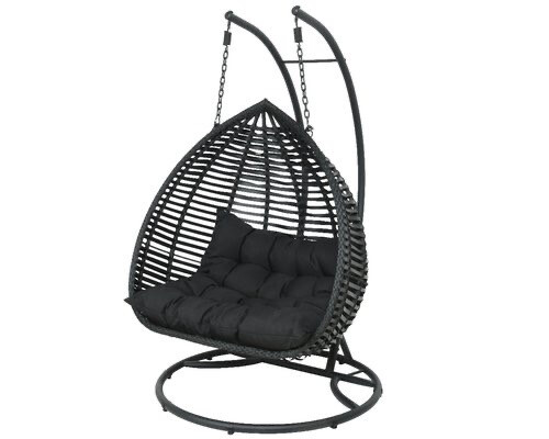 Double Amadora Hanging Chair in dark brown