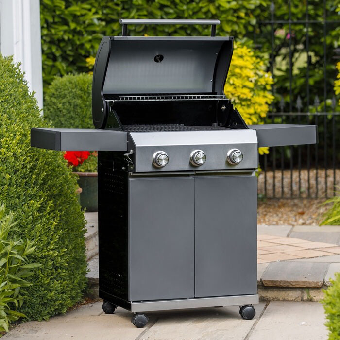 GRILLSTREAM CLASSIC 3 BURNER HYBRID BBQ - MATT GREY