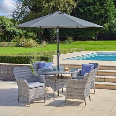 MONTE CARLO FOUR SEAT DINING SET WITH 2.5 METRE PARASOL