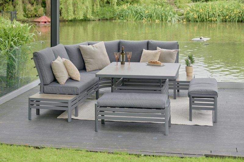Monza Large Square Modular Dining Set with Adjustable Table