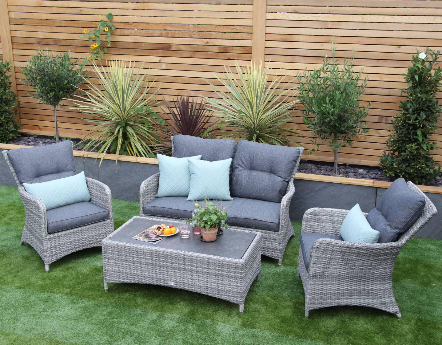Iris Lounge Set with 110x55cm Rectangular Coffee Table Iris Lounge Set with 110x55cm Rectangular Coffee Table