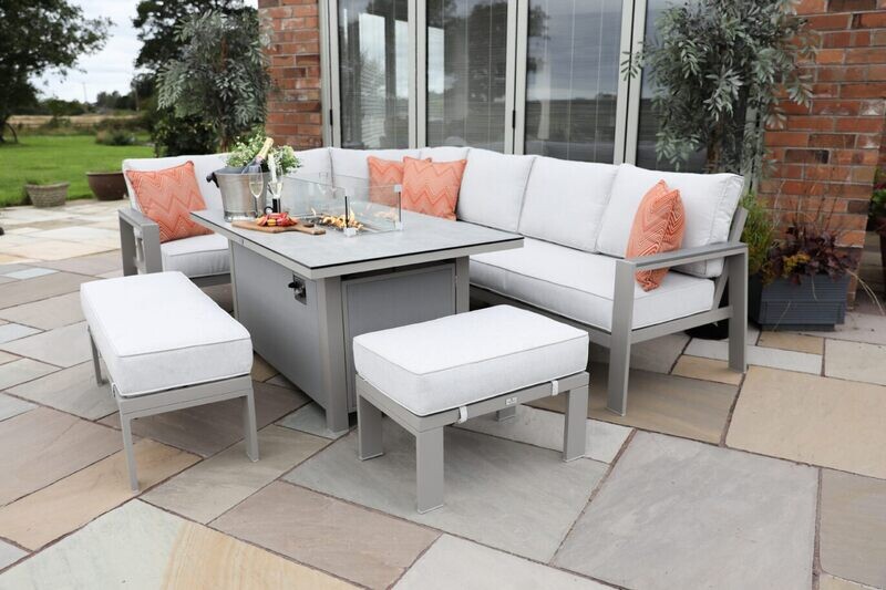 Melbury Corner Modular Set with 145x85cm Rectangular Firepit Table Melbury Corner Modular Set with 145x85cm Rectangular Firepit Table