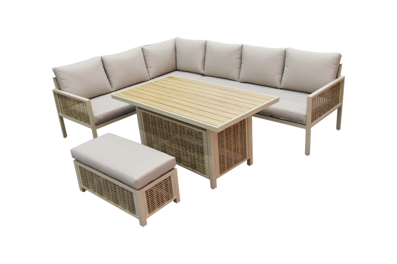 Crosby Corner Modular Set with 140x80cm Rectangular Lounge Dining Table