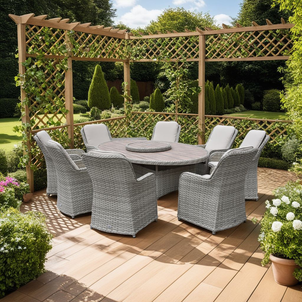 Hemsby 8 Seat 220x145cm Oval Dining Set with 70cm Lazy Susan