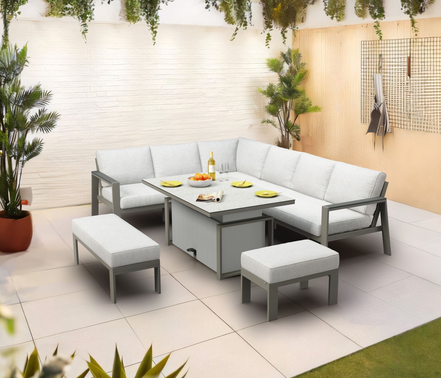 Melbury Corner Modular Set with 145x85cm Rectangular Adjustable Table