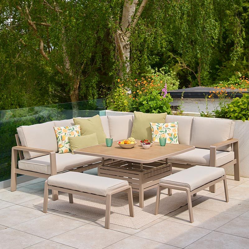 Sorrento Large Square Modular Dining Set with Adjustable Table