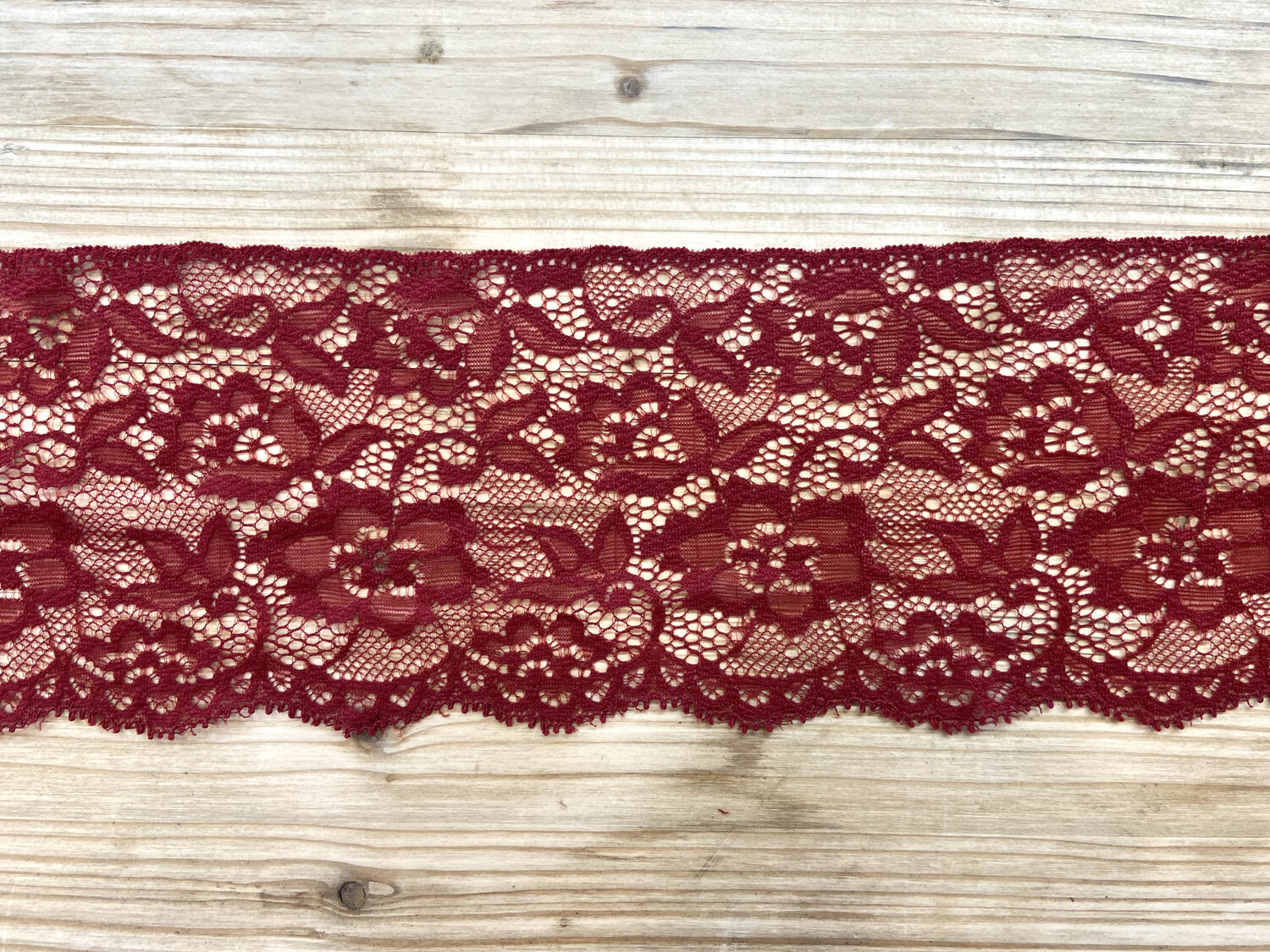 Pizzo Elasticizzato 11 cm, Colore: Bordeaux