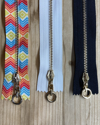 Zip 20 cm con Cursore Tondo Oro