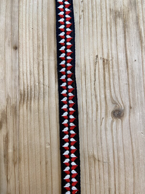 Passamaneria Vintage Base Nera e cuori Rossi e Bianchi