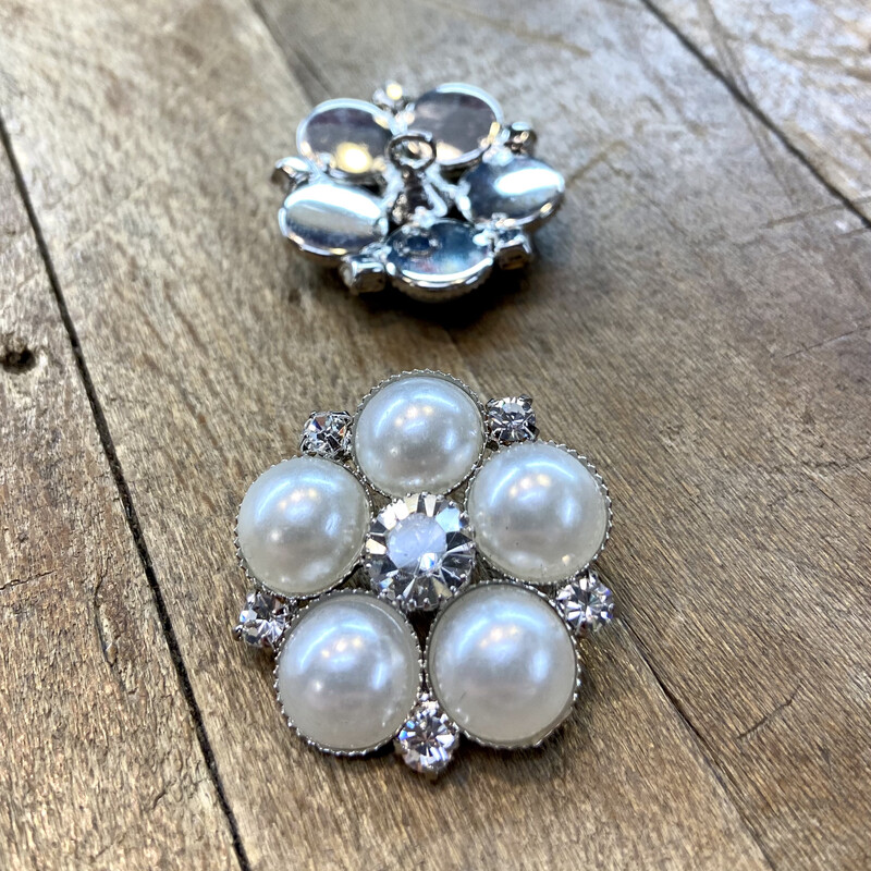 Bottone gioiello Fiore Perle e Strass
