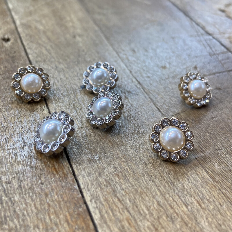 Bottone gioiello Fiorellino perla e strass
