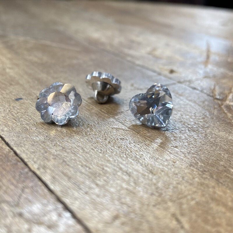 Bottone gioiello Fiore/Cuore Strass