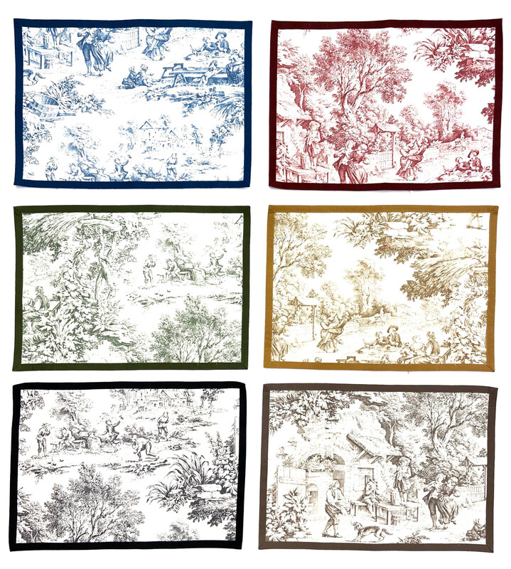 Tovagliette Americane Resinate Toile de Jouy  con cornice