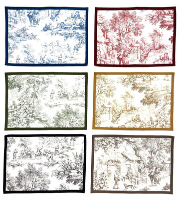 Tovagliette Americane Resinate Toile de Jouy  con cornice