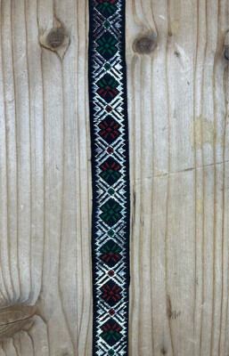 Bordino Ricamato base nera lurex argento
