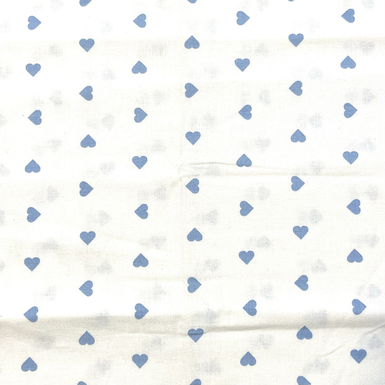 Cotonino con Cuori, Colore: Cuori Azzurro su Fondo Bianco