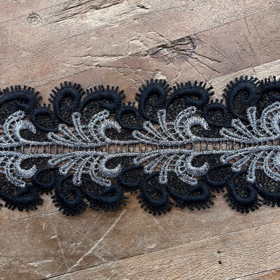Bordo Macramè Arabescato Lurex Argento