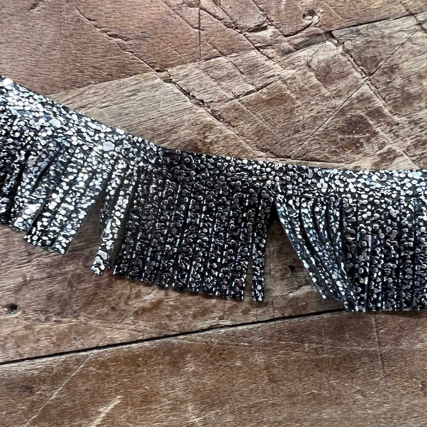 Frangia Ecopelle Lurex Argento