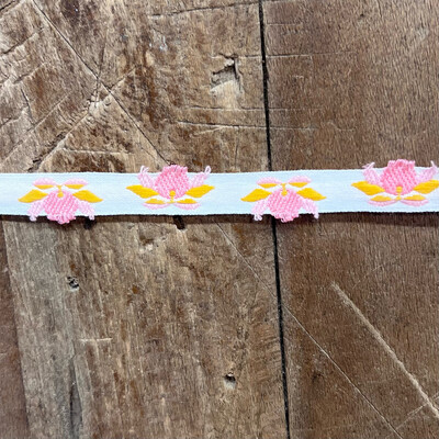 Passamaneria Vintage con Fiori Rosa e Arancio