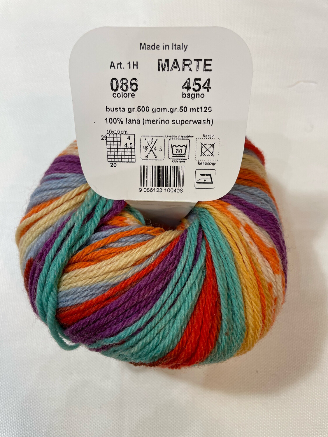 Lana  Marte Jacquard, Colore: Toni Caldi_Arancione, Rosso, Tiffany